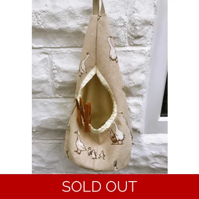 Duck Peg Bag, Linen Storage Bag for Pegs, handmade in Yorkshire